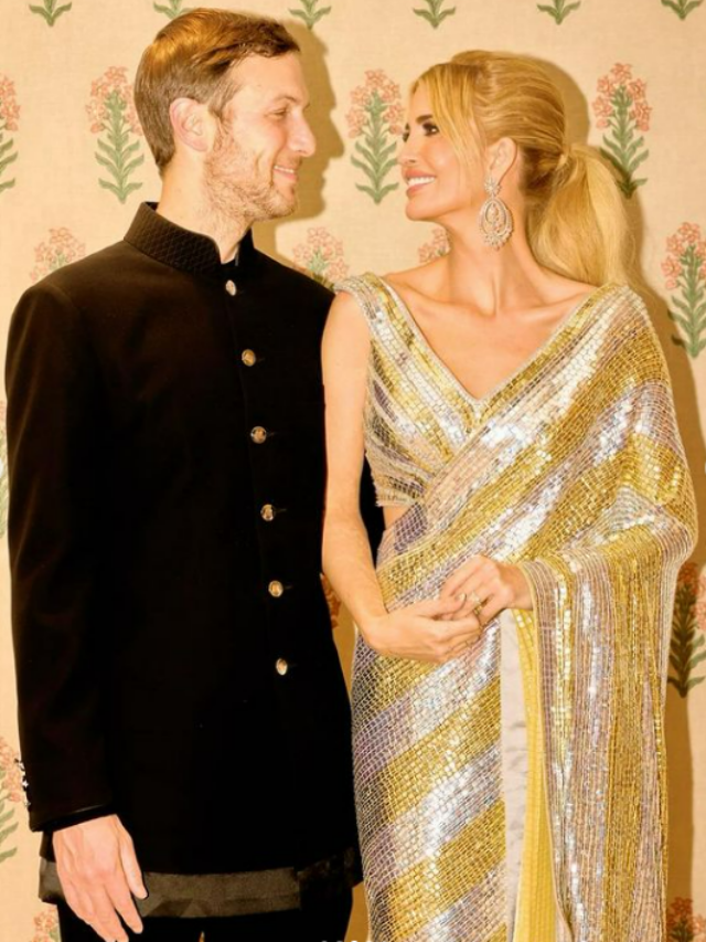 Ivanka Shines In A Gold & Silver Saree At Ambani Pre Wedding Celebrations